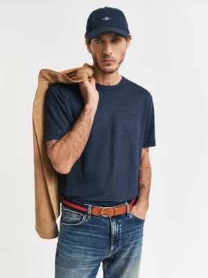 Zdjęcie produktu Męski granatowy t-shirt ze 100% lnu GANT