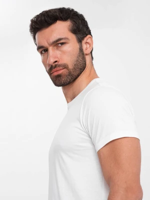 Zdjęcie produktu Męski klasyczny bawełniany T-shirt BASIC - biały V4 - Rozmiar: XL Ombre Clothing