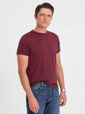 Męski klasyczny bawełniany T-shirt BASIC - bordowy V6 OM-TSBS-0146
 -                                    L