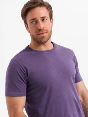 Męski klasyczny bawełniany T-shirt BASIC - fioletowy V13 Ombre Clothing