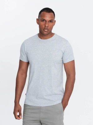 Męski klasyczny bawełniany T-shirt BASIC - szary melanż V5 Ombre Clothing