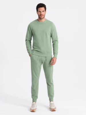 Męski komplet dresowy bluza + spodnie joggery – zielony V3 Ombre Clothing