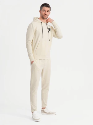 Męski komplet dresowy bluza z kapturem + spodnie dresowe - kremowy V2 Z107
 -                                    S Ombre