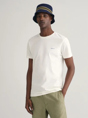 Zdjęcie produktu Męski kremowy bawełniany t-shirt z kontrastowym logo GANT
