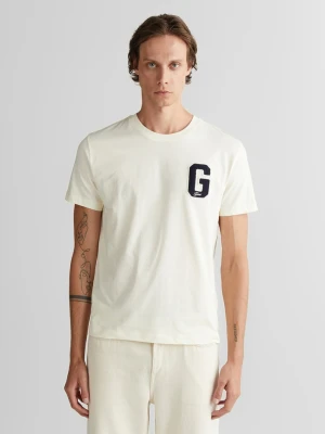 Męski kremowy t-shirt o regularnym kroju GANT