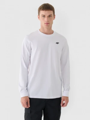 Męski longsleeve basic 4F 4FWMM00TLONM432 - biały