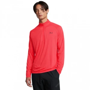 Męski longsleeve treningowy Under Armour UA Tech Textured 1 / 2 Zip - czerwony