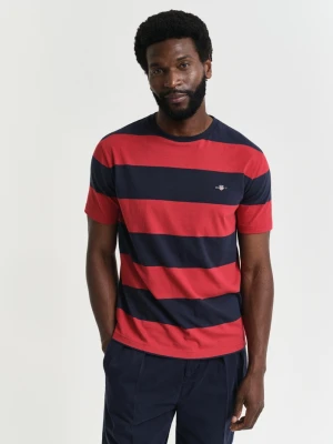 Męski niebieski bawełniany t-shirt w paski GANT