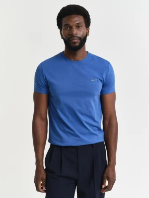 Zdjęcie produktu Męski niebieski bawełniany t-shirt z kontrastowym logo GANT