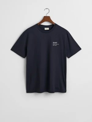 Męski niebieski bawełniany t-shirt z małą grafiką GANT