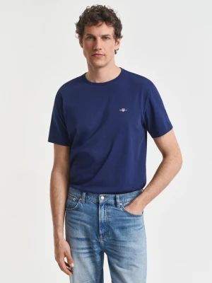 Zdjęcie produktu Męski niebieski t-shirt gant z okrągłym dekoltem, krój regular fit
