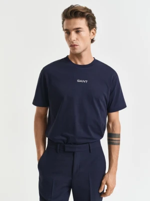 Męski niebieski t-shirt z małą grafiką Gant