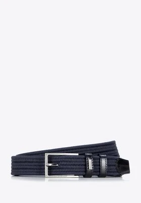 Męski pasek z materiałowej plecionki granatowy Wittchen