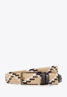 Męski pasek z plecionki ze skórzanymi wstawkami beżowy Wittchen