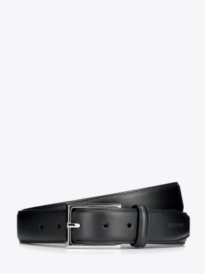 Męski pasek ze skóry naturalnej z klasyczną prostokątną klamrą czarny Wittchen