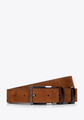 Męski pasek ze skóry zamszowej brązowy Wittchen