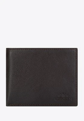 Męski portfel skórzany groszkowy brązowy Wittchen