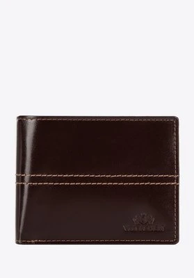 Męski portfel skórzany z przeszyciem na środku brązowy Wittchen