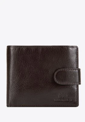 Męski portfel skórzany z zapięciem na napę brązowy Wittchen