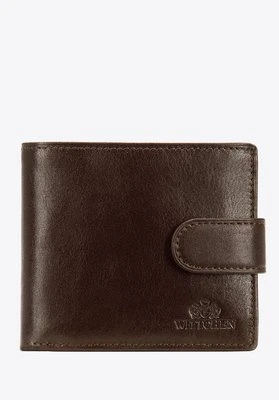 Męski portfel skórzany zapinany na napę brązowy Wittchen