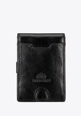 Męski portfel ze skóry naturalnej z klipsem czarny Wittchen