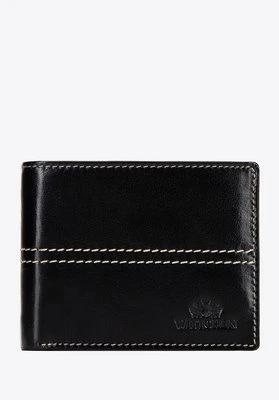 Męski portfel ze skóry naturalnej z przeszyciem na środku czarny Wittchen