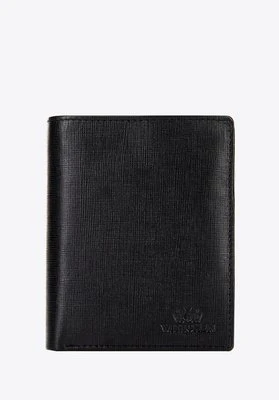 Męski portfel ze skóry o fakturze Saffiano czarny Wittchen