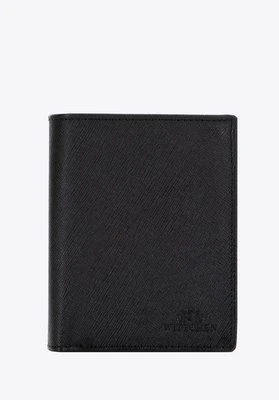 Męski portfel ze skóry o fakturze saffiano czarny Wittchen