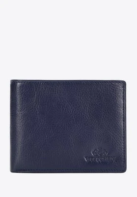 Męski portfel ze skóry z rozkładanym panelem granatowy Wittchen