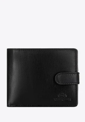 Męski portfel ze skóry z zapięciem na zatrzask czarny Wittchen