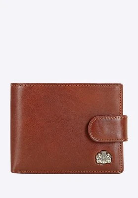 Męski portfel ze skóry zapinany jasny brąz Wittchen
