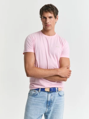 Męski różowy bawełniany t-shirt z kontrastowym logo GANT