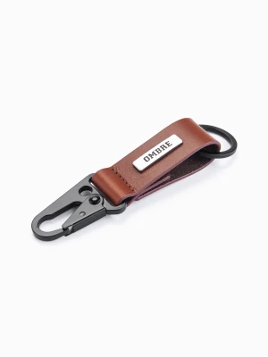 Męski skórzany brelok-smycz z metalowym pinem – jasnobrązowy V2 Ombre Clothing