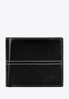 Męski skórzany portfel z przeszyciami czarny Wittchen
