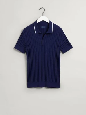 GANT męski sweter polo o splocie warkoczowym