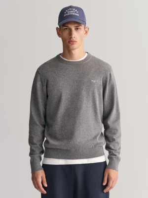 Męski szary sweter o regularnym kroju z okrągłym dekoltem GANT