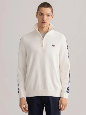 Męski Sweter Rozpinany Do Połowy z Logo Na Rękawie GANT