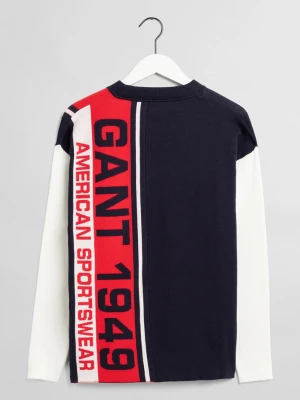 Męski Sweter z Okrągłym Dekoltem W Paski Retro GANT