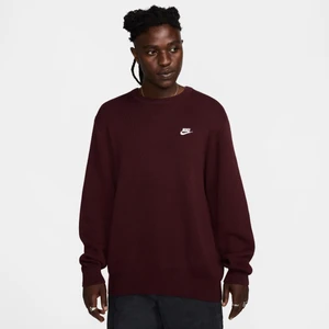 Męski sweter z półokrągłym dekoltem Nike Club - Czerwony