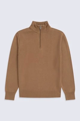 Męski sweter z prążkowanym wykończeniem i zamkiem pod szyją - Animal