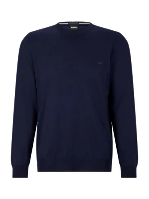 Męski Sweter z Wełny Botto-L 50476364 Niebieski Hugo Boss