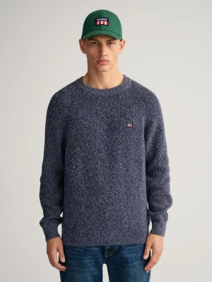 Męski Sweter ze Skręcanej Przędzy Bawełnianej z Okrągłym Dekoltem GANT