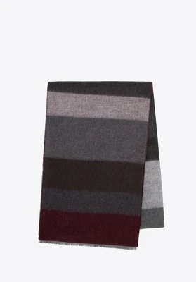 Męski szal w pasy szaro - bordowy Wittchen