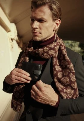 Męski szal we wzór paisley bordowo - beżowy Wittchen