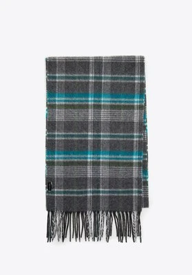 Męski szalik w kratę szaro-niebieski Wittchen