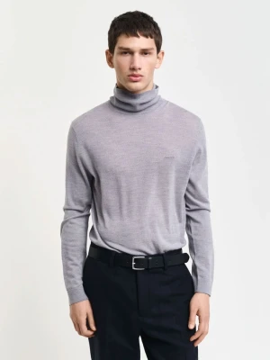 Męski szary sweter z golfem z wełny merynosów GANT