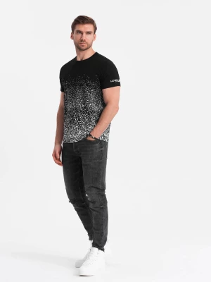 Męski t-shirt bawełniany z gradientowym nadrukiem - czarny V2 OM-TSPT-22SS-001
 -                                    M