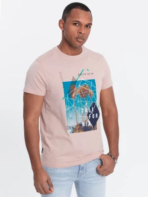 Męski t-shirt bawełniany z nadrukiem California - różowy V2 OM-TSPT-0128
 -                                    M