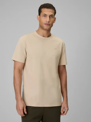 Zdjęcie produktu Męski t-shirt bez nadruku 4F 4FRSS26TTSHM4261 - beżowy