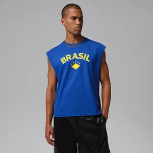 Męski T-shirt bez rękawów z nadrukiem Jordan - Niebieski